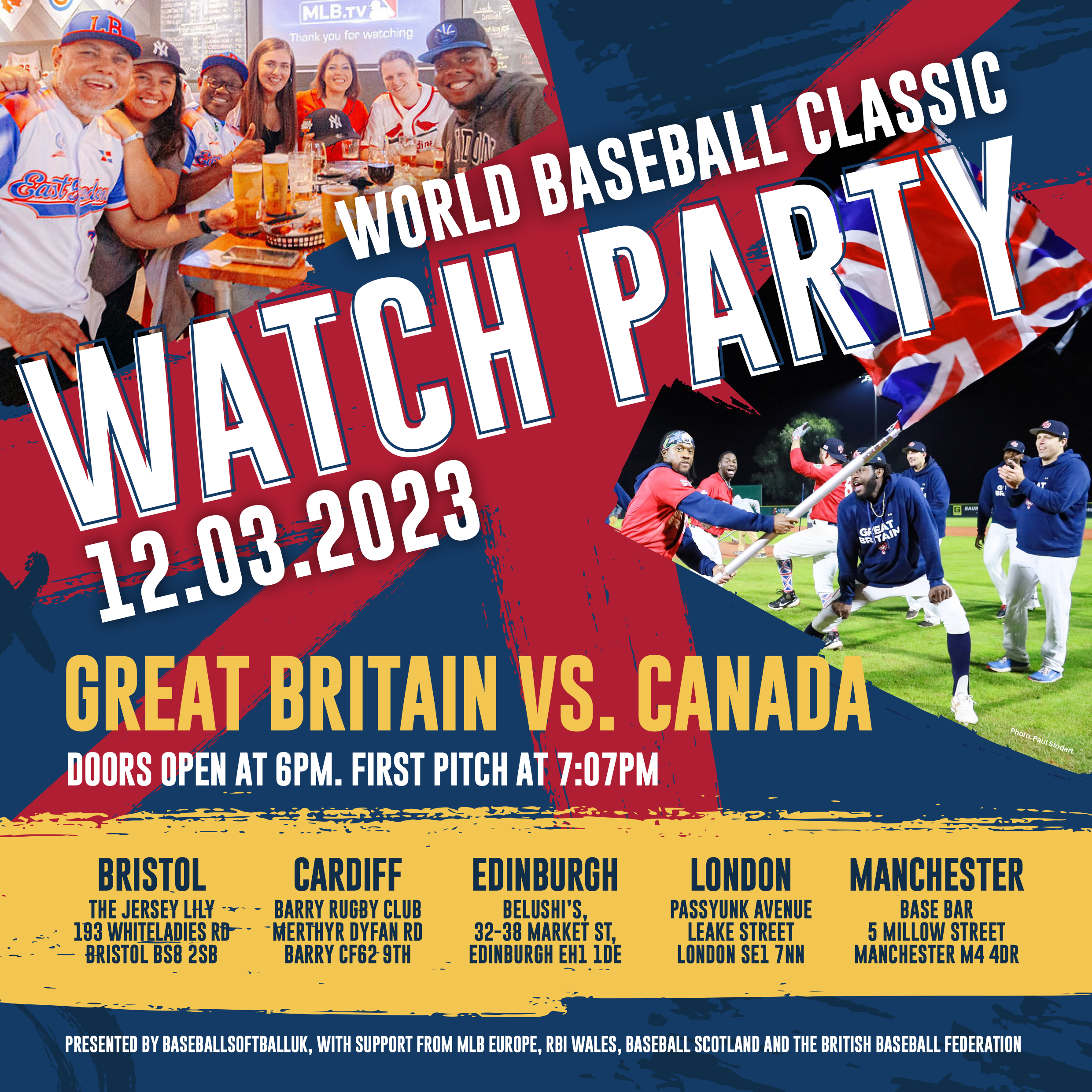 Join us for a World Baseball Classic Watch Party across Great Britain on 12 March! BaseballSoftballUK