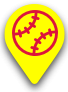 Map marker with softball icon